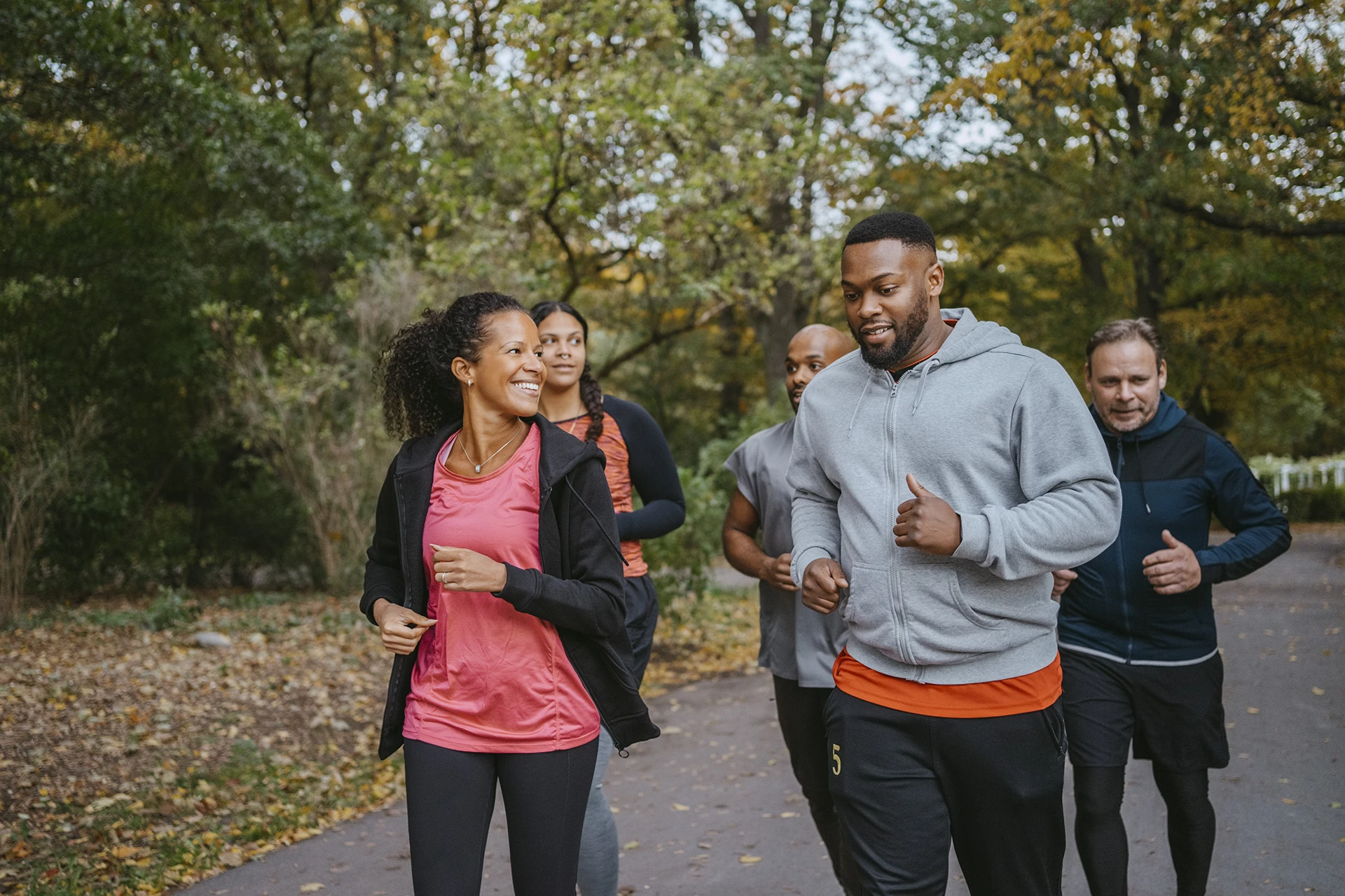 People jogging in a park