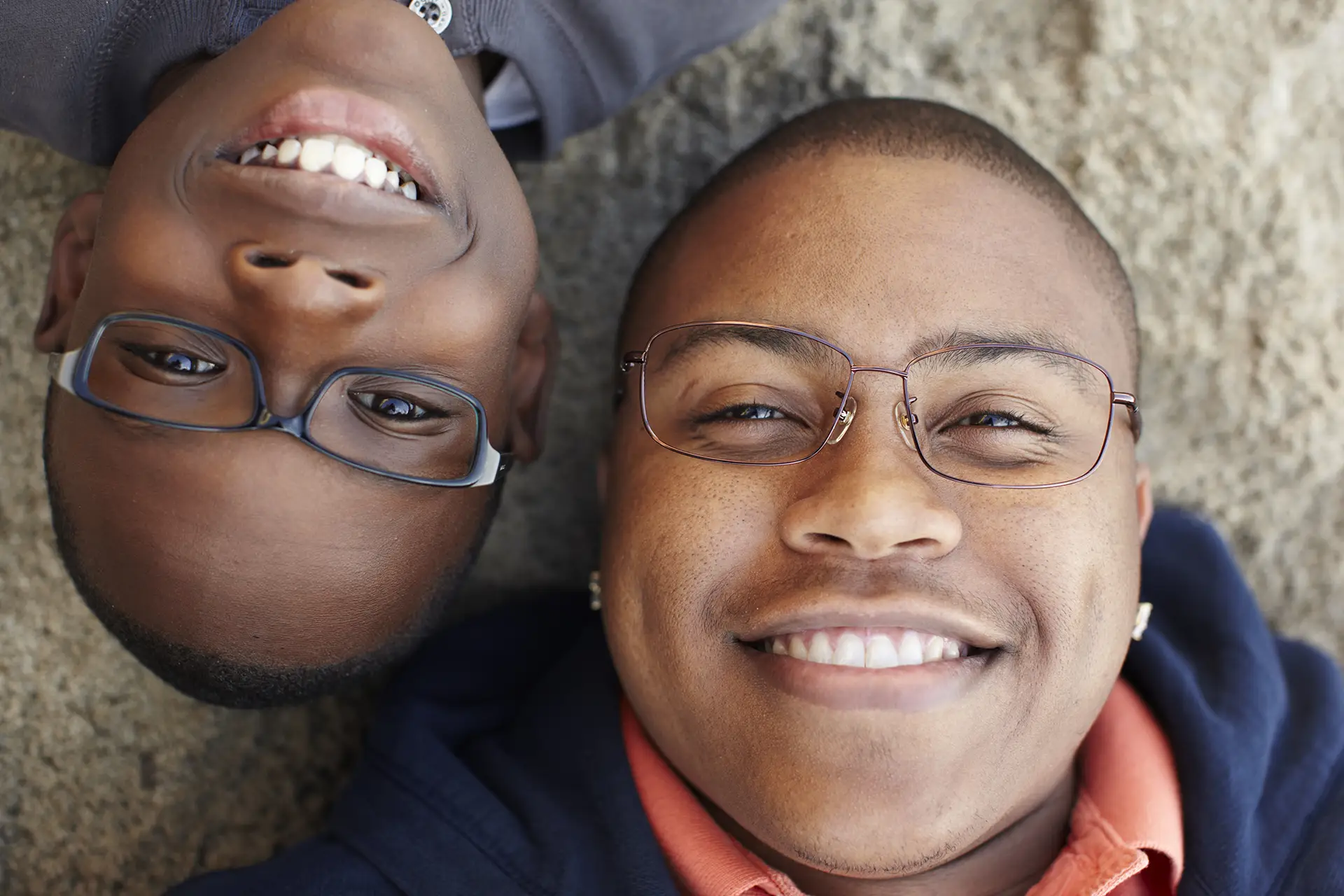 Father and son wearing glasses